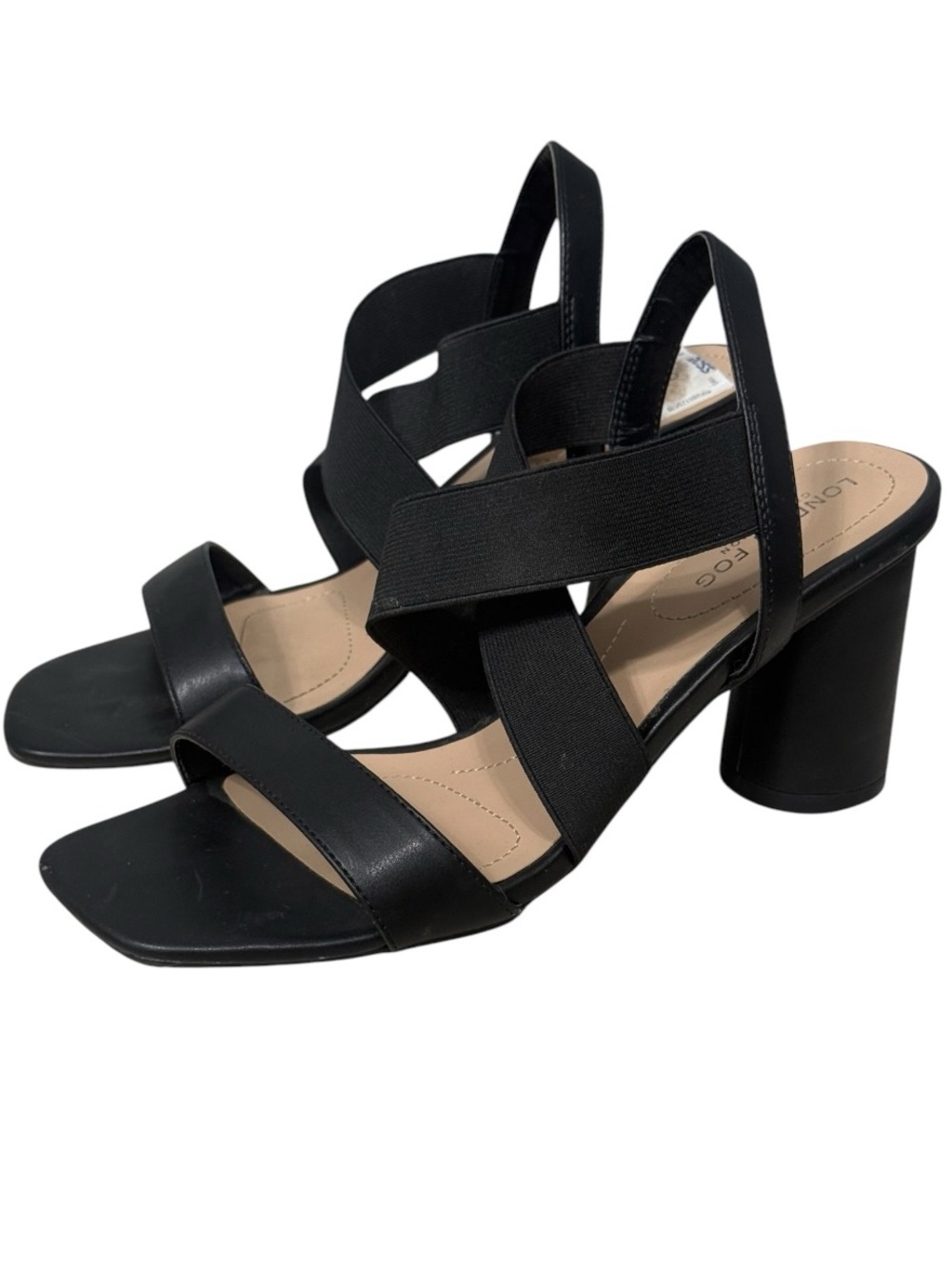 London Fog Women’s Villa Elastic Band Slingback Ankle Strap Heeled Sandals EUC